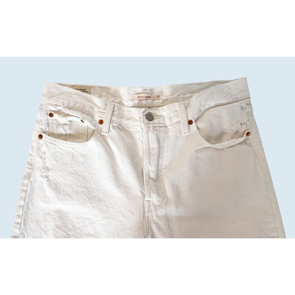 LEVI'S Premium Denim Wedgie Straight White Distressed Jeans Size 32 - Picture 4 of 8